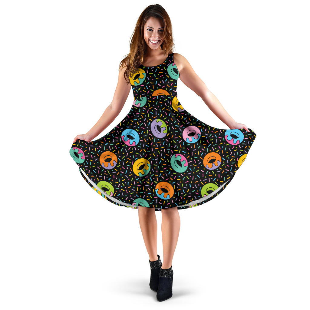 Donut Pattern Print Design DN012 Midi Dress