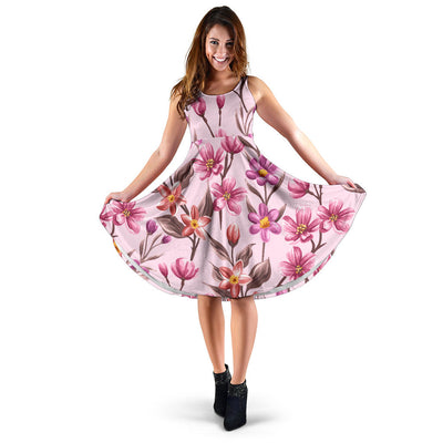 Summer Floral Pattern Print Design SF09 Midi Dress
