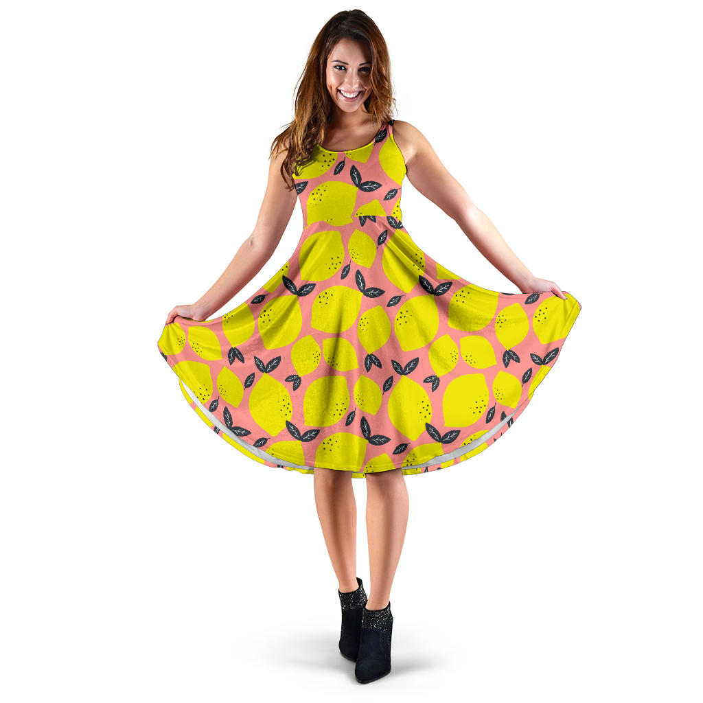 Lemon Pattern Print Design LM03 Midi Dress