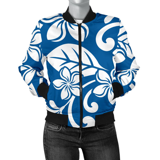 Plumeria Pattern Print Design PM013 Women Bomber Jacket