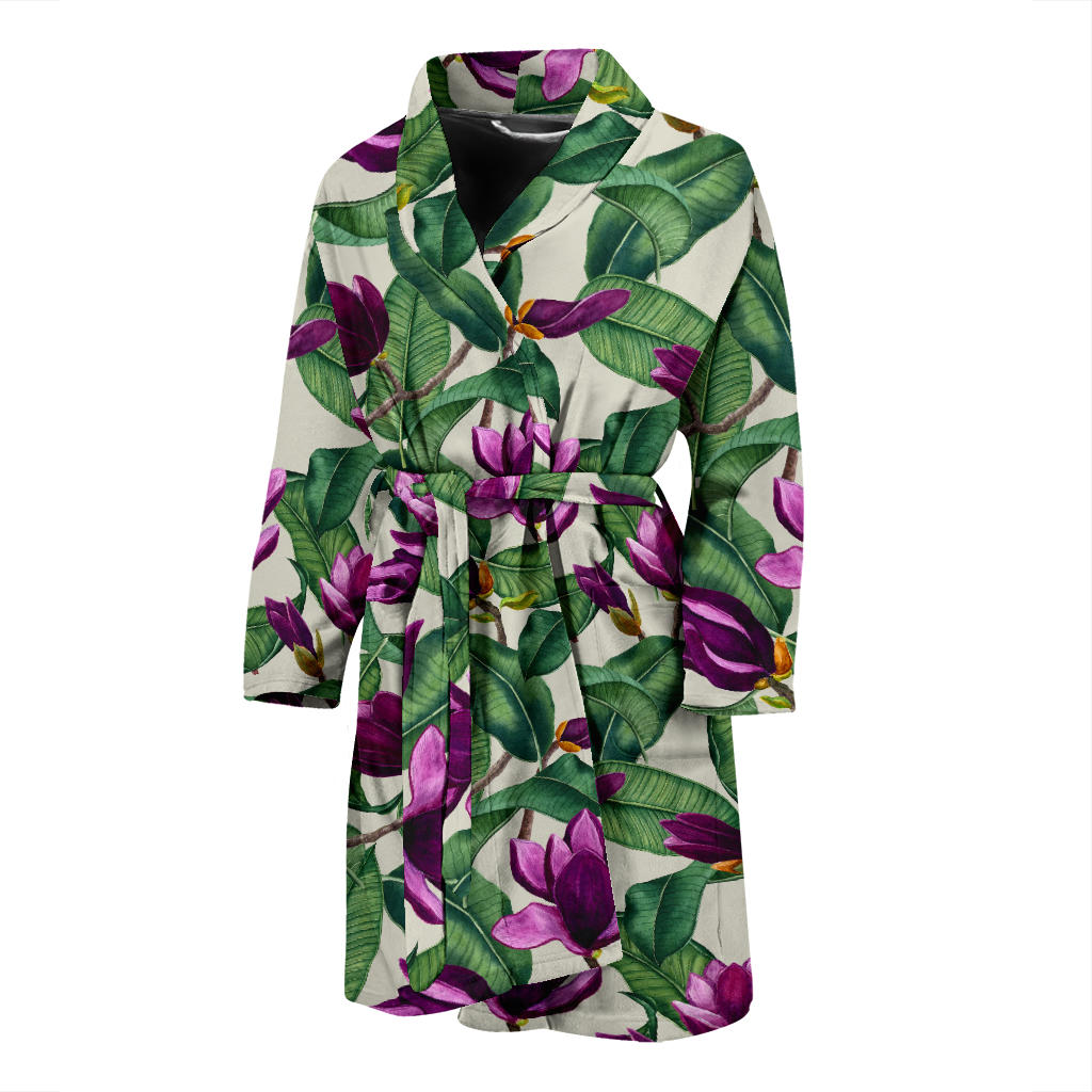 Magnolia Pattern Print Design MAG07 Men Bathrobe