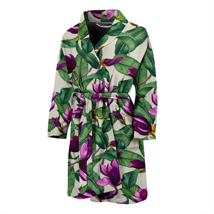 Magnolia Pattern Print Design MAG07 Men Bathrobe