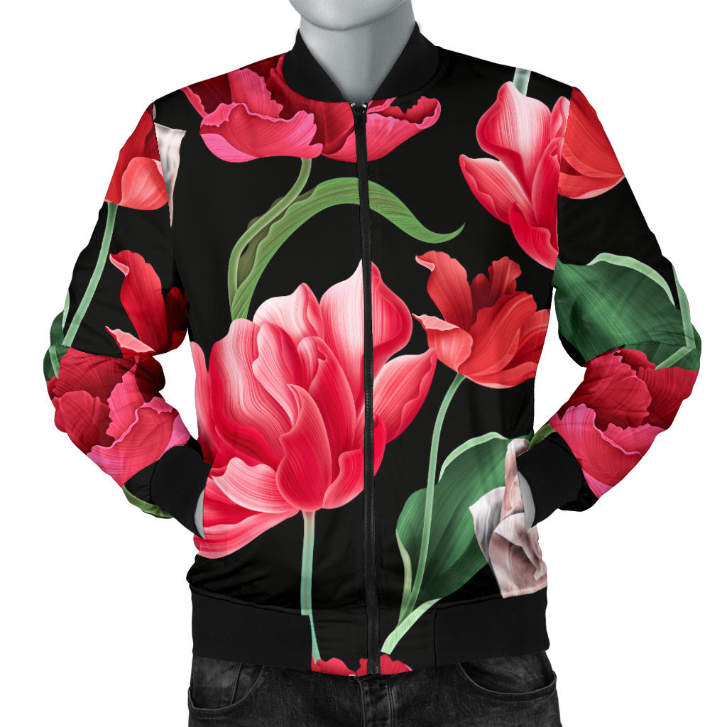 Tulip Pattern Print Design TP08 Men Bomber Jacket