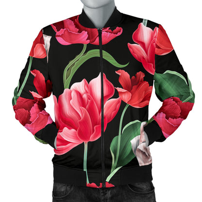 Tulip Pattern Print Design TP08 Men Bomber Jacket