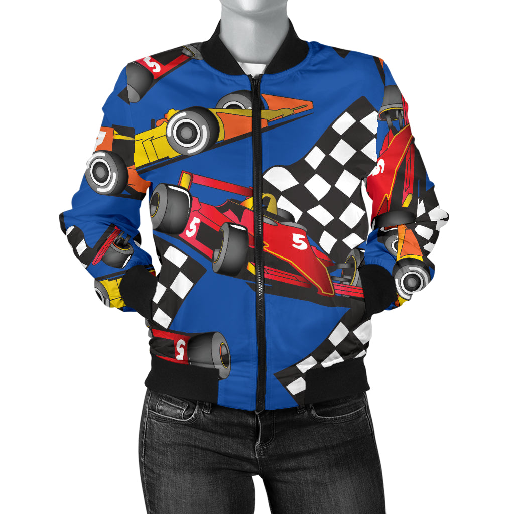 Racing Pattern Print Design A01 Women's Bomber Jacket