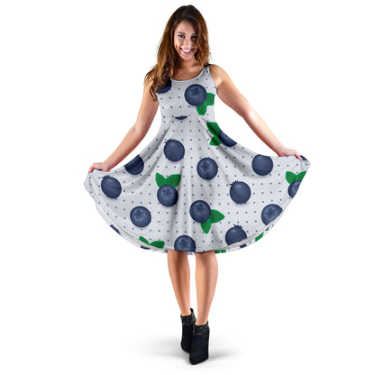 Blueberry Pattern Print Design BB02 Midi Dress