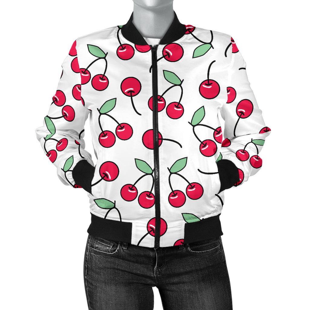 Cherry Pattern Print Design 03 Women's Bomber Jacket