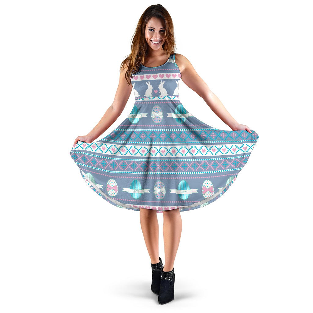Easter Eggs Pattern Print Design RB013 Midi Dress