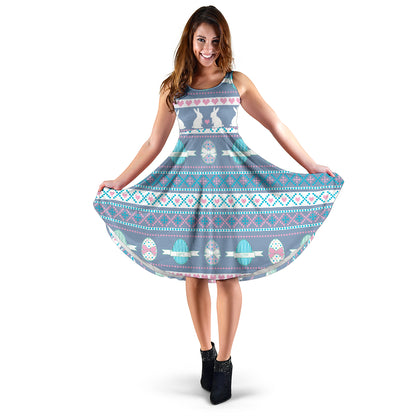 Easter Eggs Pattern Print Design RB013 Midi Dress