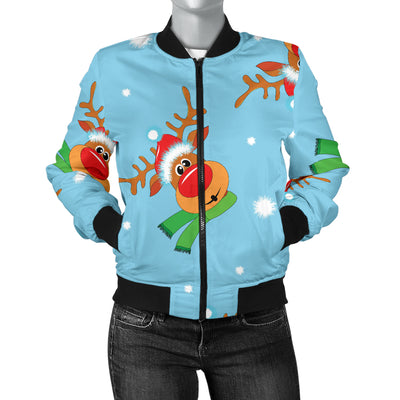 Reindeer cute Pattern Print Design 02 Women's Bomber Jacket