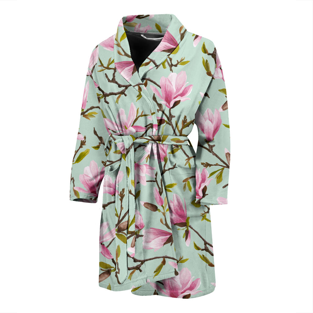Magnolia Pattern Print Design MAG04 Men Bathrobe