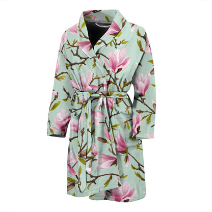 Magnolia Pattern Print Design MAG04 Men Bathrobe