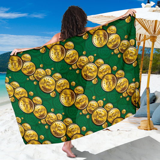 Bitcoin Pattern Print Design DO02 Sarong Pareo Wrap