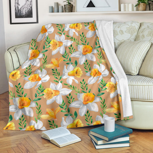 Daffodils Pattern Print Design DF04 Fleece Blanket