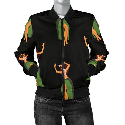 Hula Dancers Girl Pattern Print Design 01 Women's Bomber Jacket