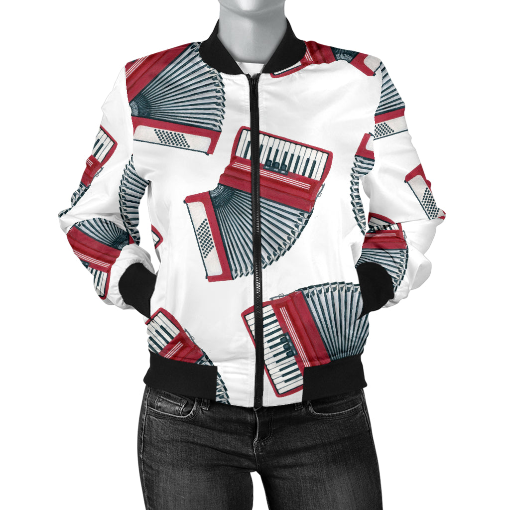 Accordion Pattern Print Design 03 Women's Bomber Jacket