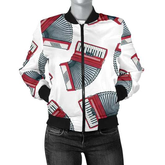 Accordion Pattern Print Design 03 Women's Bomber Jacket