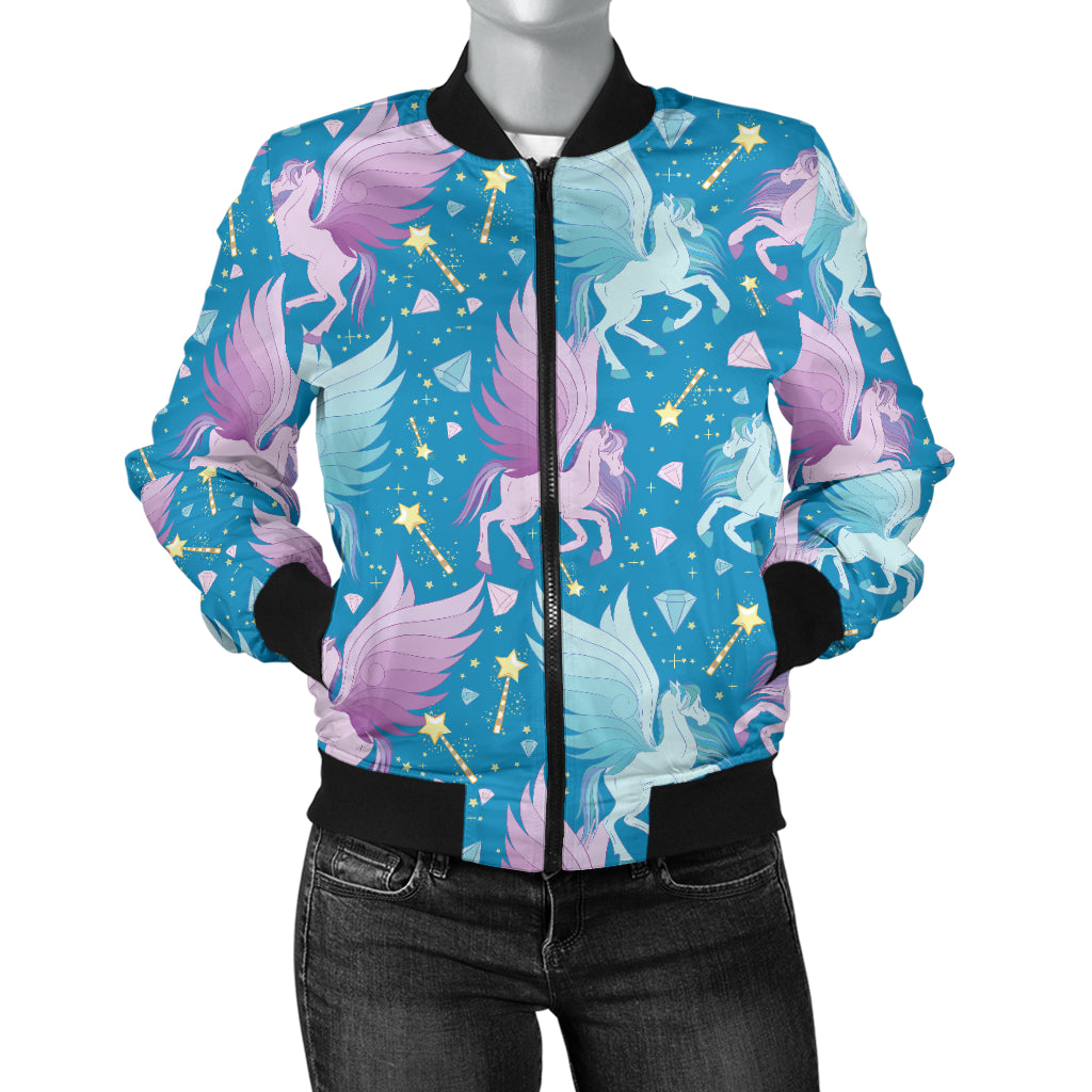 Pegasus Pattern Print Design 04 Women's Bomber Jacket