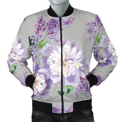 Lilac Pattern Print Design LI07 Men Bomber Jacket