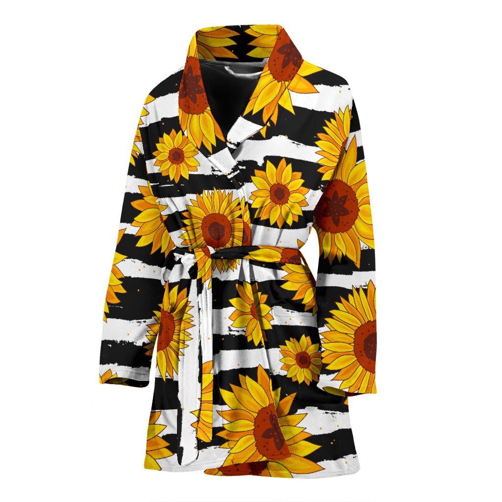 Sunflower Pattern Print Design SF010 Women Bathrobe