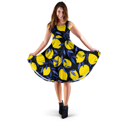 Lemon Pattern Print Design LM01 Midi Dress