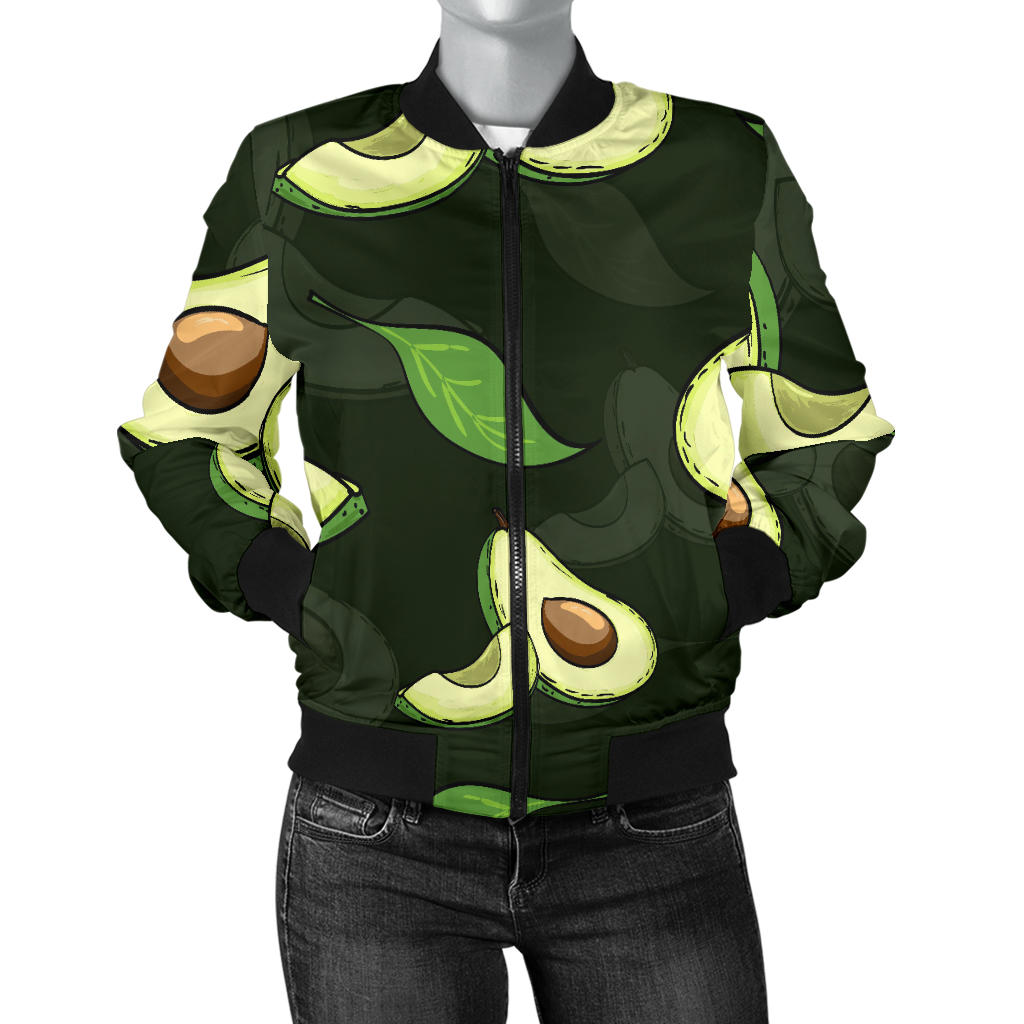 Avocado Pattern Print Design AC07 Women Bomber Jacket