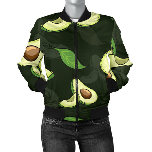 Avocado Pattern Print Design AC07 Women Bomber Jacket