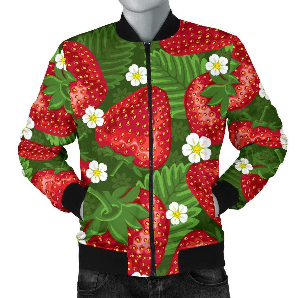 Strawberry Pattern Print Design SB05 Men Bomber Jacket