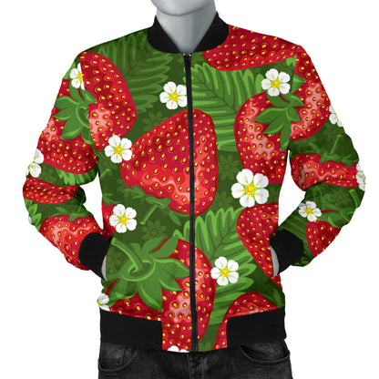 Strawberry Pattern Print Design SB05 Men Bomber Jacket
