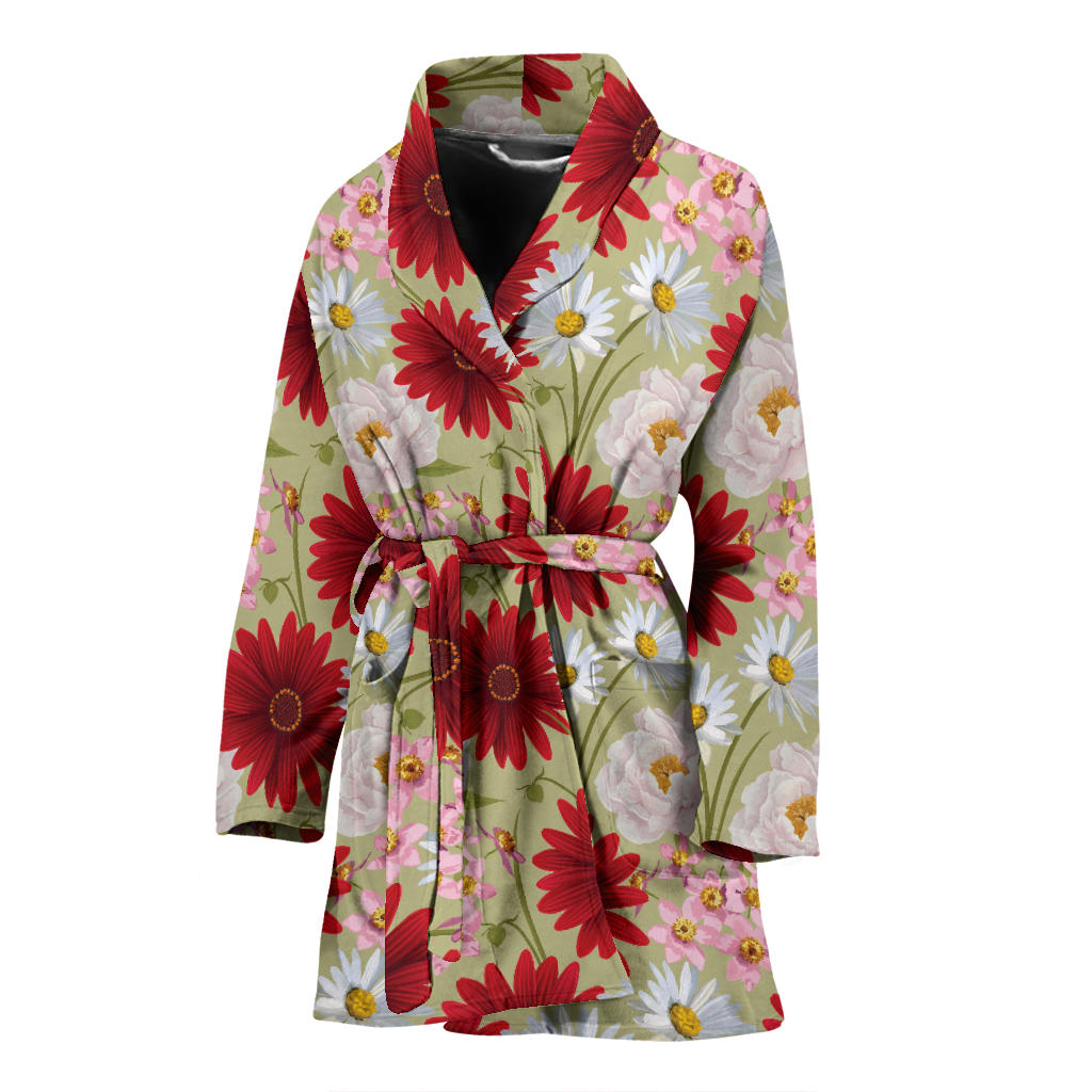 Gerberas Pattern Print Design GB07 Women Bathrobe