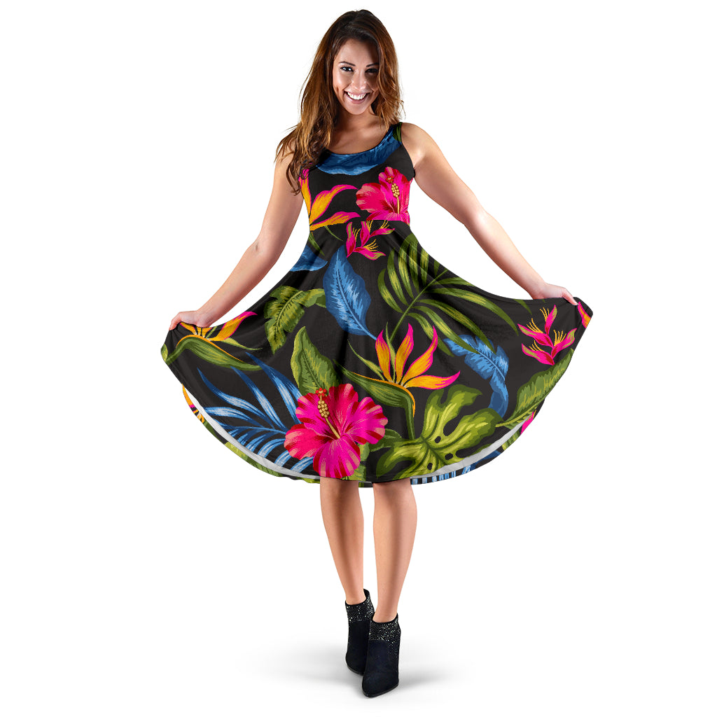 Bird Of Paradise Pattern Print Design BOP014 Midi Dress