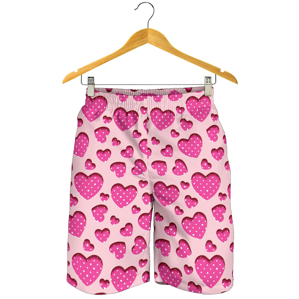 Heart Pink Pattern Print Design HE06 Mens Shorts