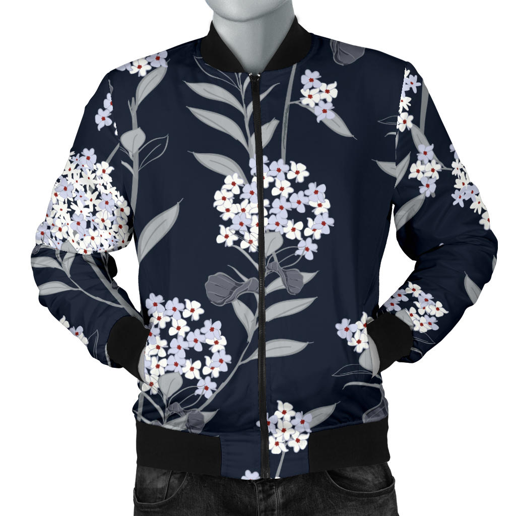 Hydrangea Pattern Print Design HD07 Men Bomber Jacket