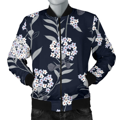 Hydrangea Pattern Print Design HD07 Men Bomber Jacket