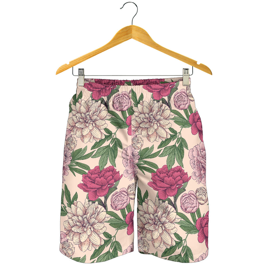 Peony Pattern Print Design A01 Mens Shorts