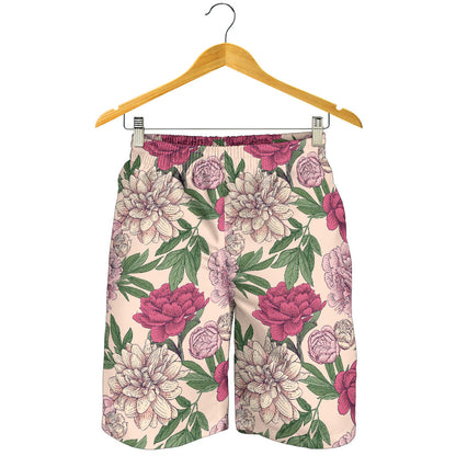 Peony Pattern Print Design A01 Mens Shorts