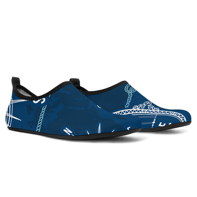 Nautical Compass Print Aqua Water Shoes