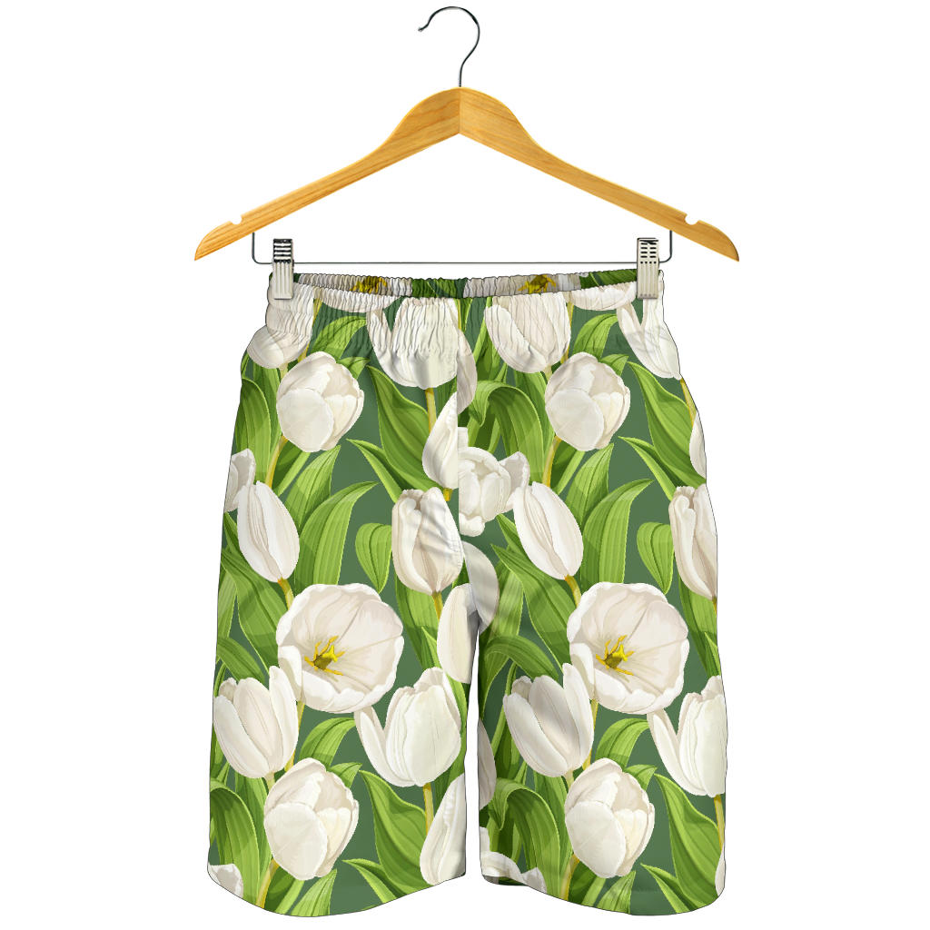 Tulip White Pattern Print Design TP05 Mens Shorts