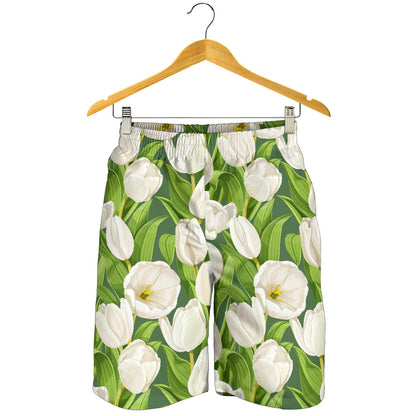 Tulip White Pattern Print Design TP05 Mens Shorts