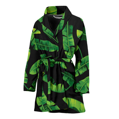 Banana Leaf Pattern Print Design BL02 Women Bathrobe