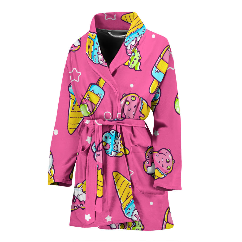 Ice Cream Pattern Print Design IC04 Women Bathrobe