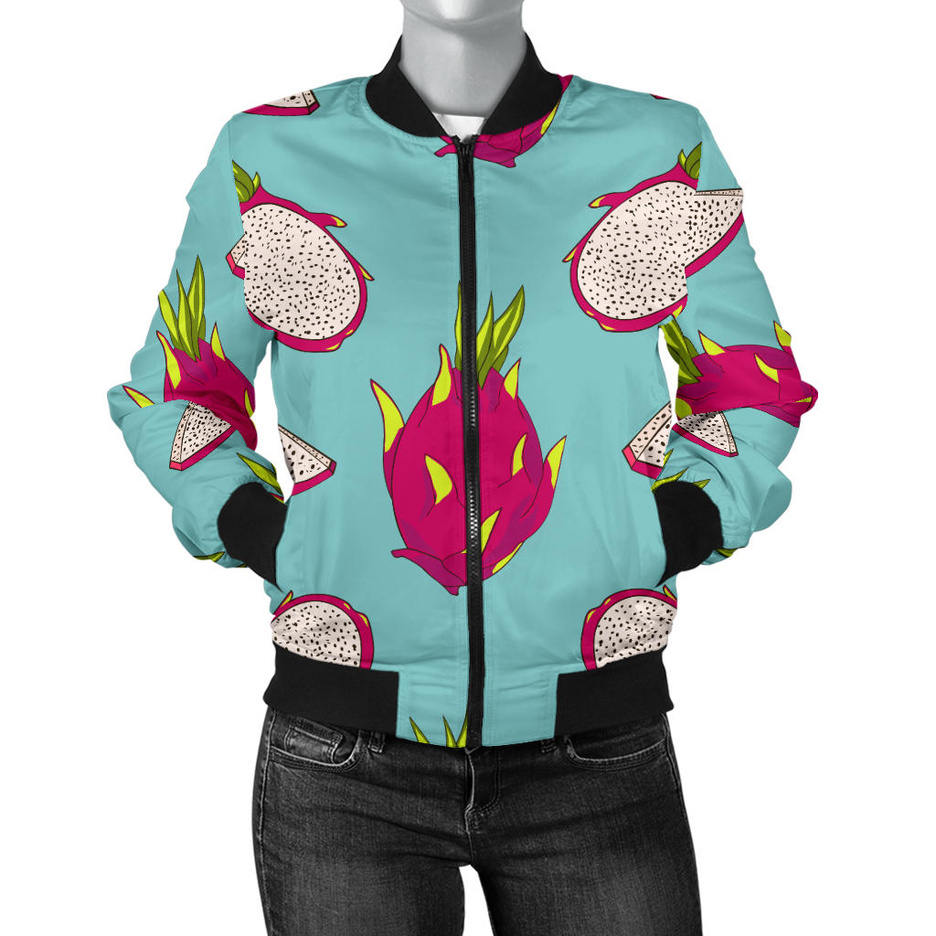 Dragonfruit Pattern Print Design DF01 Women Bomber Jacket