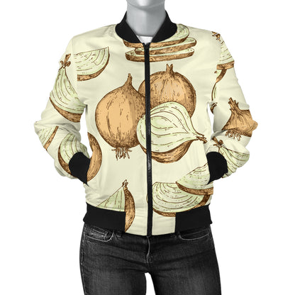Onion Pattern Print Design A02 Women's Bomber Jacket