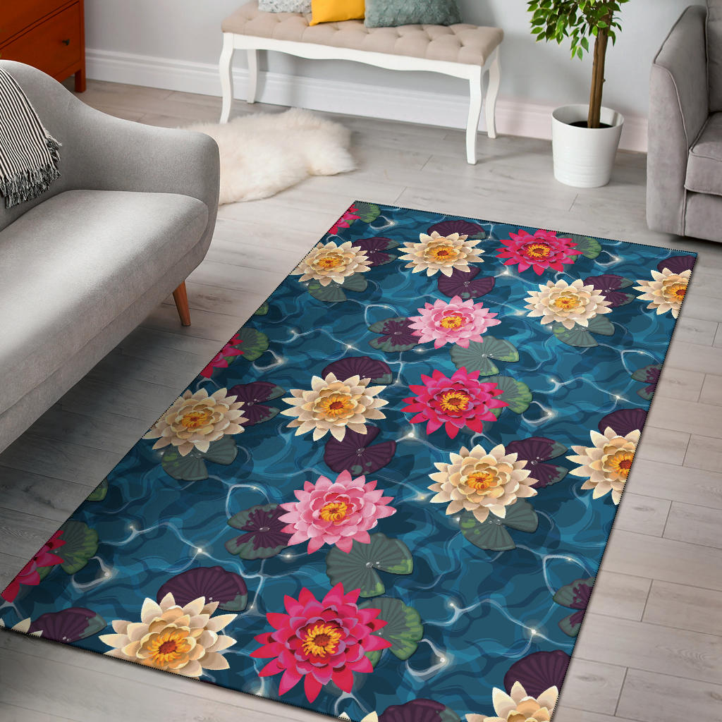 Water Lily Pattern Print Design WL05 Area Rugs