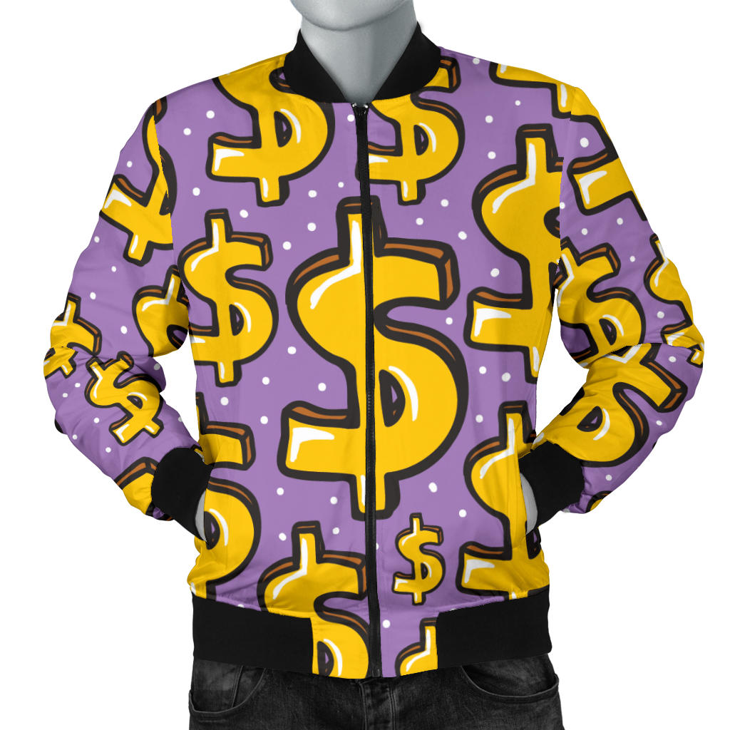 Dollar Pattern Print Design DO01 Men Bomber Jacket