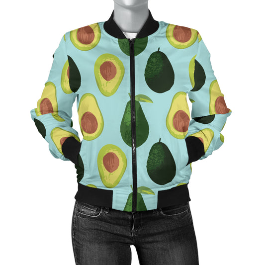 Avocado Pattern Print Design 04 Women's Bomber Jacket