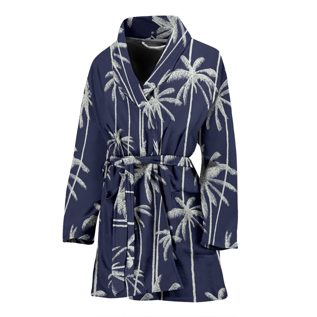 Palm Tree Pattern Print Design PT06 Women Bathrobe