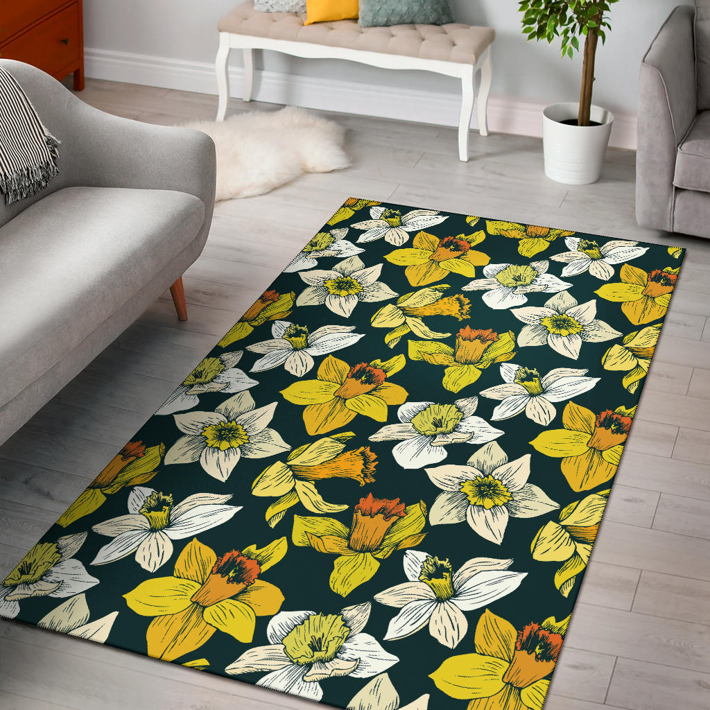 Daffodils Pattern Print Design DF02 Area Rugs