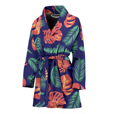 Palm Leaves Pattern Print Design PL011 Women Bathrobe