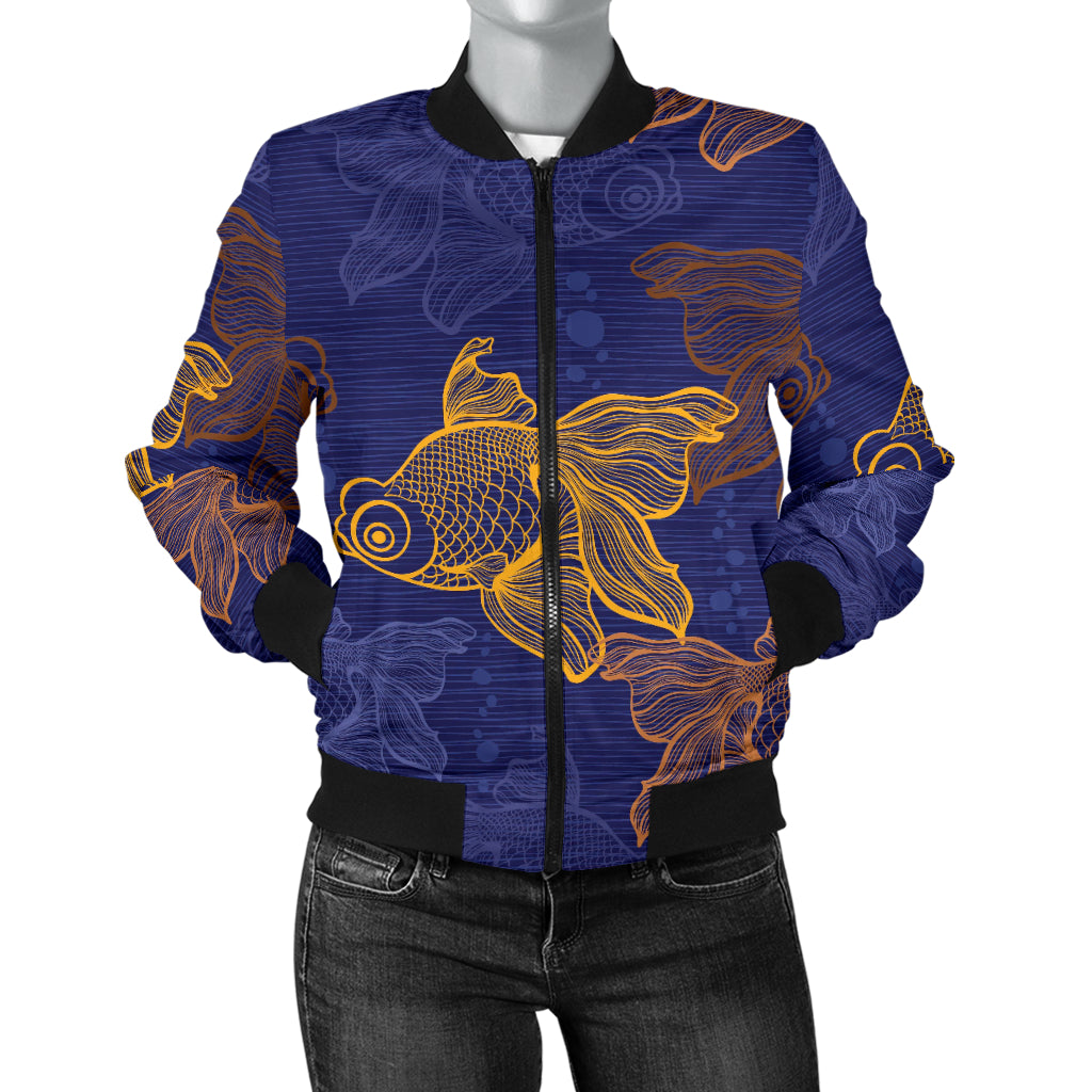 Goldfish Pattern Print Design 01 Women's Bomber Jacket